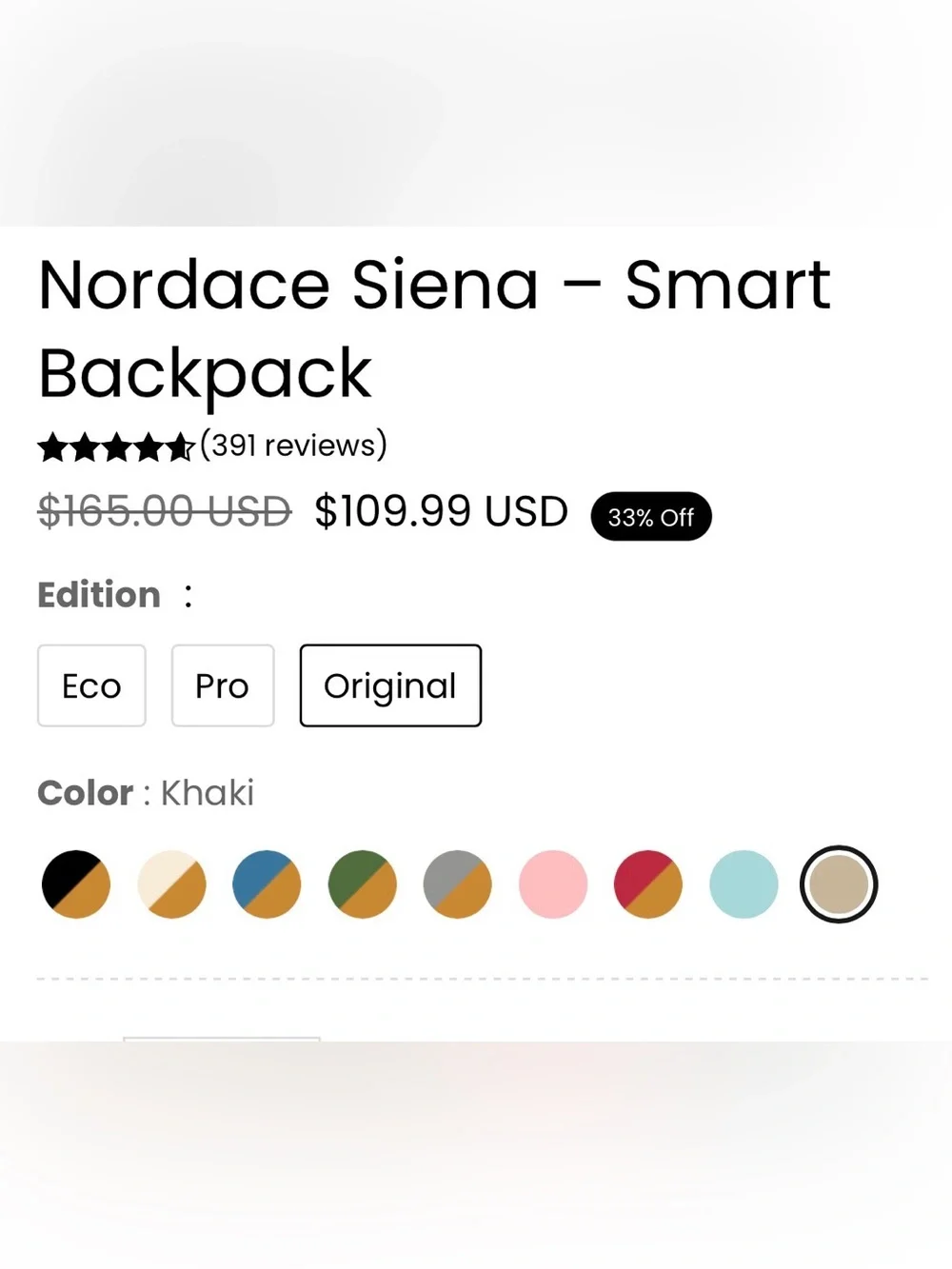Nordace Sienna Smart  Backpack - Sleek Everyday Bag